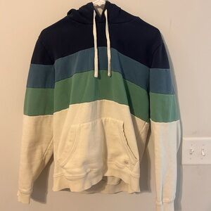 Marine Layer Navy and Green Striped Hoodie